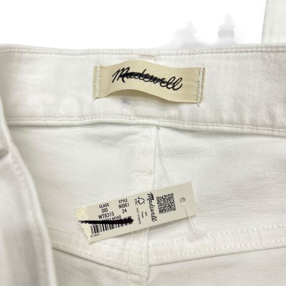 Madewell Mid Rise Kick Out Crop Jeans Pure White NI961 size 24 NWT - Picture 7 of 8